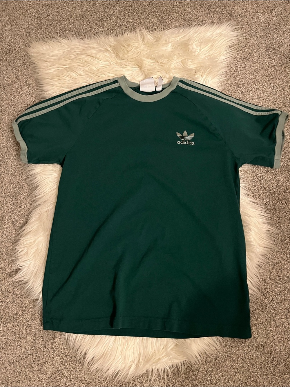 adidas Dark Green Trefoil Short Sleeve Tee with Mint Trim